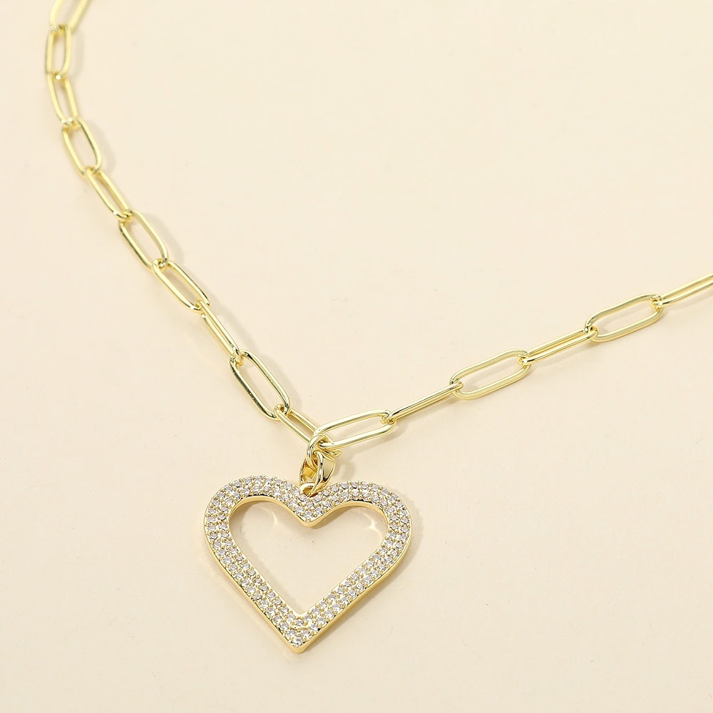 Gold Pave Heart Pendant Necklace - Picture 3 of 3